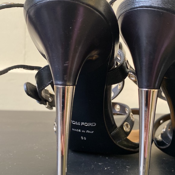Tom Ford Black Open Stud Strap Sandal Size 39 - Picture 6 of 9